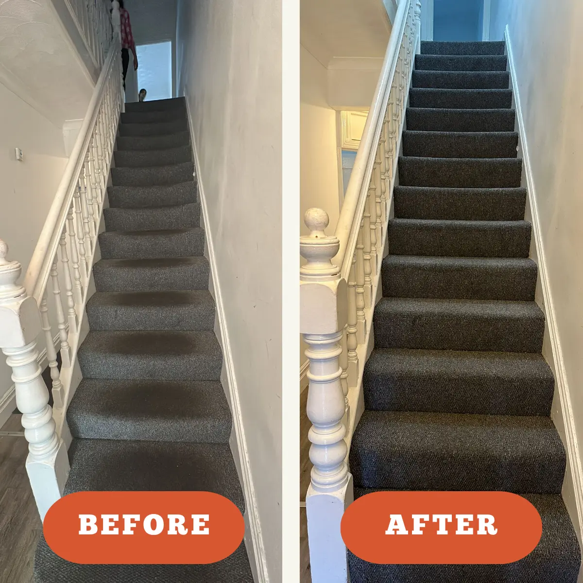 stairs cleaning before and after
